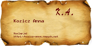 Kozicz Anna névjegykártya