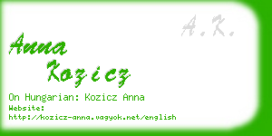 anna kozicz business card